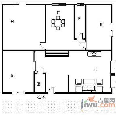 智居园2室2厅1卫118㎡户型图