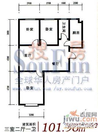 梅江世纪城2室2厅1卫90.1㎡户型图