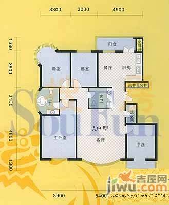 成龙花园3室2厅2卫198.7㎡户型图