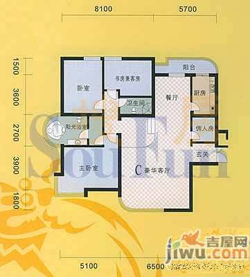 成龙花园3室2厅2卫198.7㎡户型图