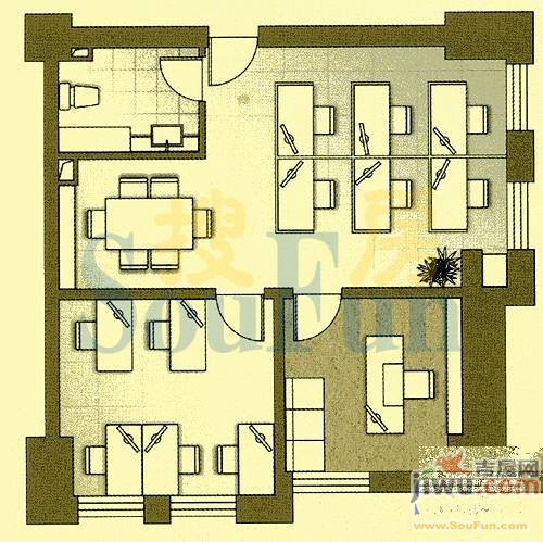 海润国际住宅3室0厅0卫56.4㎡户型图