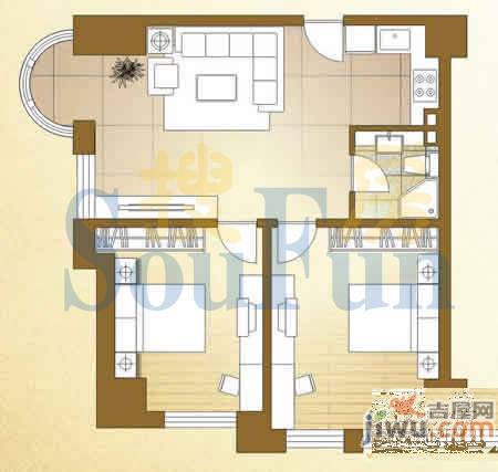 海润国际住宅3室0厅0卫56.4㎡户型图