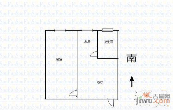 新新小区2室1厅1卫60㎡户型图