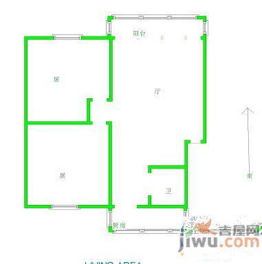 新新小区2室1厅1卫60㎡户型图