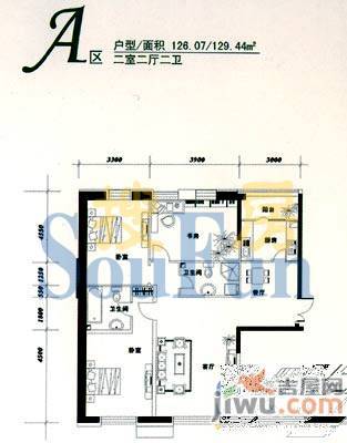 御金名苑1室1厅1卫78.5㎡户型图