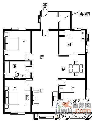 军区社区3室2厅2卫168㎡户型图