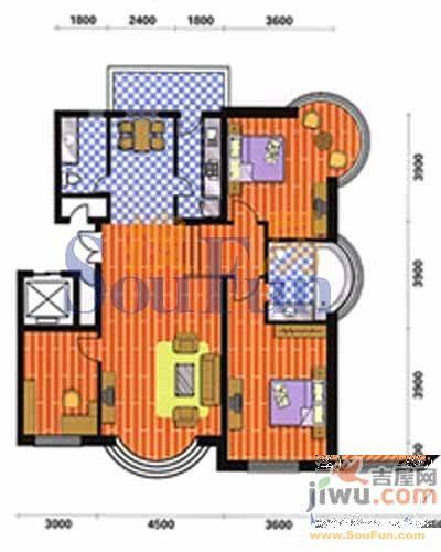 新北花园3室2厅1卫122.3㎡户型图