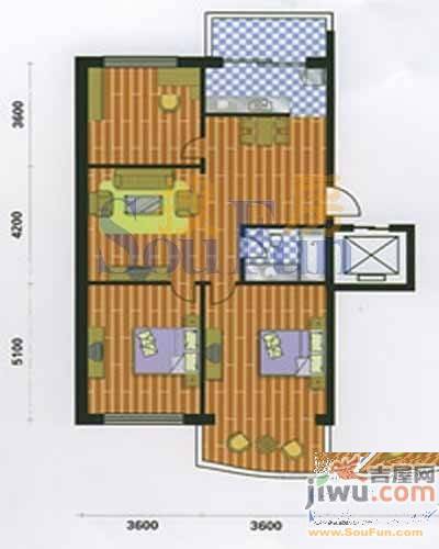 新北花园3室2厅1卫122.3㎡户型图