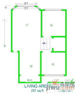 华盛新村2室1厅1卫105㎡户型图