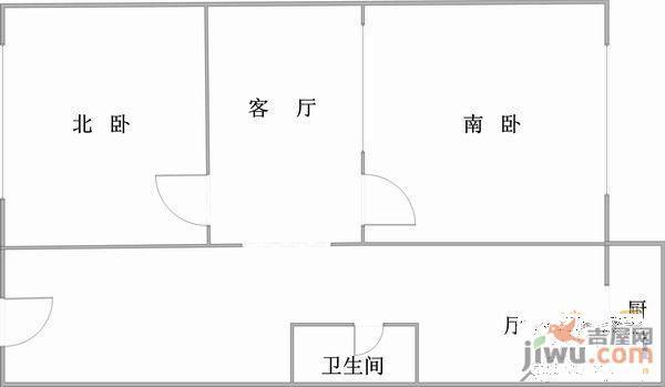 新怒江1室1厅1卫35㎡户型图