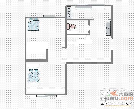 塔湾小区2室1厅1卫66㎡户型图