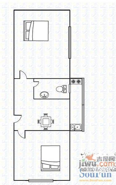 塔湾小区2室1厅1卫66㎡户型图