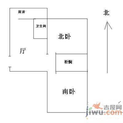 塔湾小区2室1厅1卫66㎡户型图