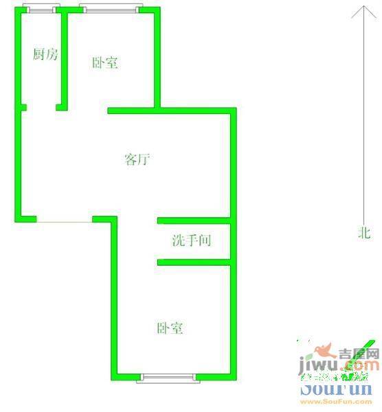 橙色时光2室2厅1卫112㎡户型图