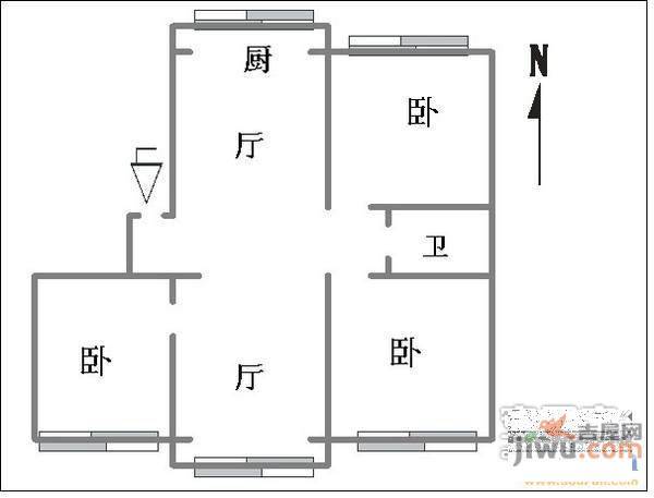 绿香村3室2厅1卫117㎡户型图