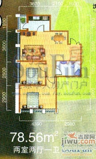 阳光维也纳2室2厅1卫100.7㎡户型图