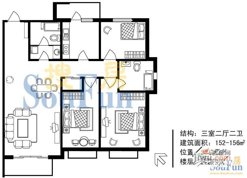 万众家园4室2厅2卫201.2㎡户型图