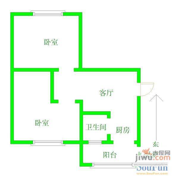 兴建小区2室2厅1卫108㎡户型图