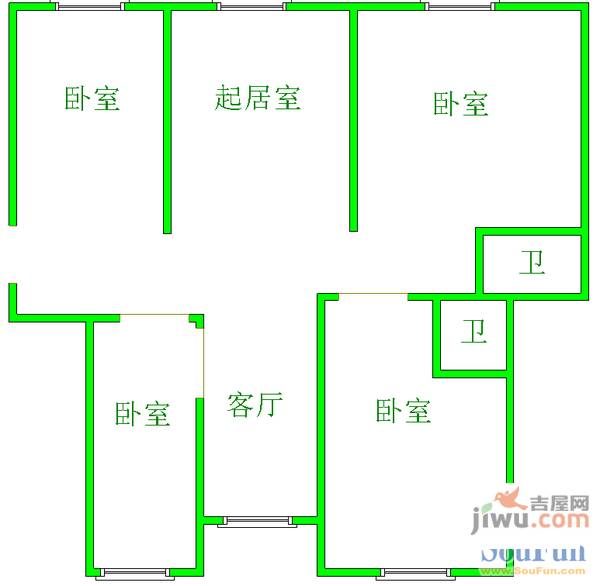 金通阳光苑3室2厅1卫148㎡户型图