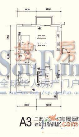 兰庭园1室2厅1卫67㎡户型图