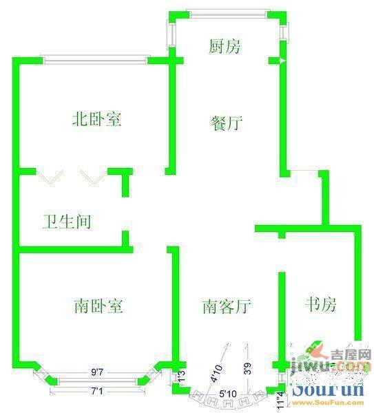 河畔人家3室2厅2卫142㎡户型图