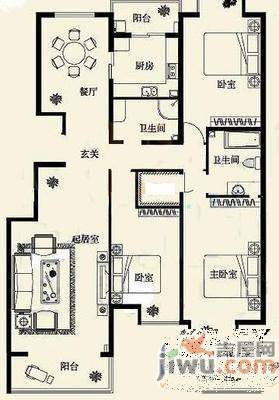 河畔人家3室2厅2卫142㎡户型图