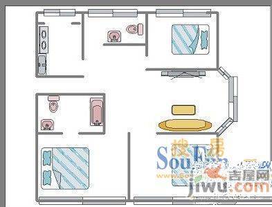 巴山公寓3室1厅1卫125㎡户型图