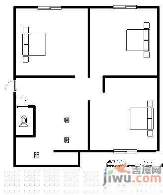 一毛小区1室1厅1卫39㎡户型图