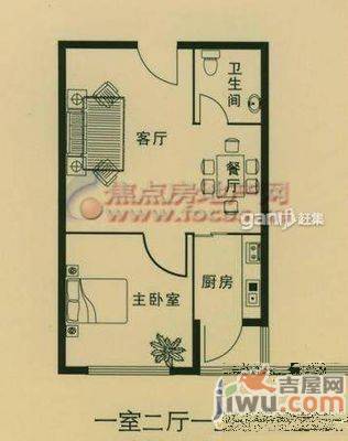 一毛小区1室1厅1卫39㎡户型图