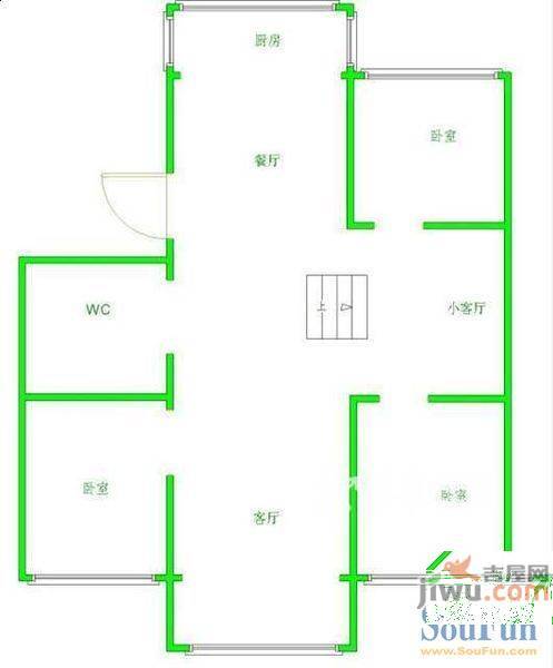 回民小区2室1厅1卫58㎡户型图