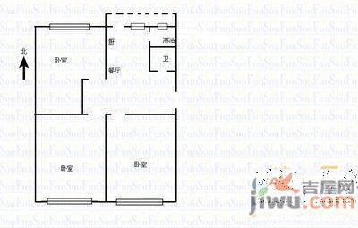 回民小区2室1厅1卫58㎡户型图