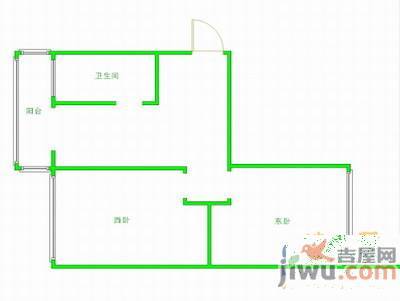 回民小区2室1厅1卫58㎡户型图