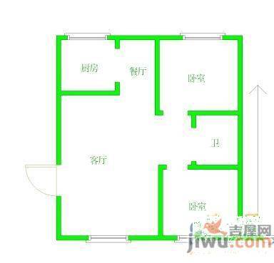 华海碧水名门二期2室2厅1卫97㎡户型图