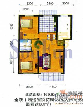 盛天家苑3室1厅1卫169.9㎡户型图