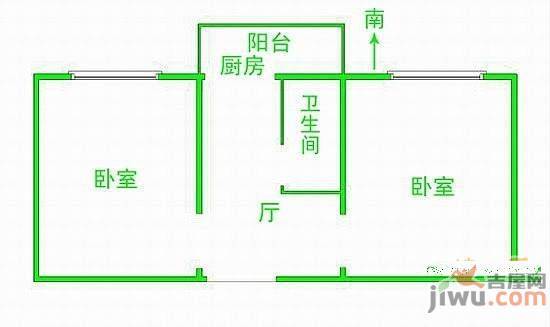 泾河小区2室2厅1卫65㎡户型图