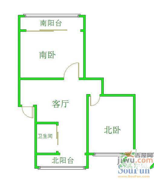 泾河小区2室2厅1卫65㎡户型图