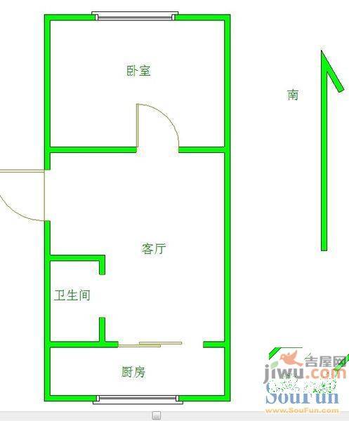 泾河小区2室2厅1卫65㎡户型图