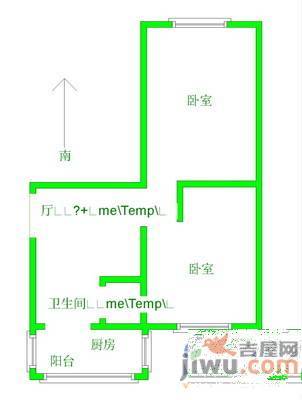 电校园区2室2厅1卫105㎡户型图