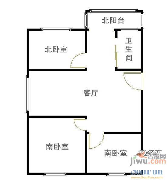 西窑新村2室2厅1卫104㎡户型图