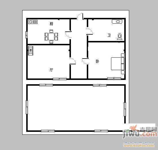 湘江社区2室1厅1卫80㎡户型图