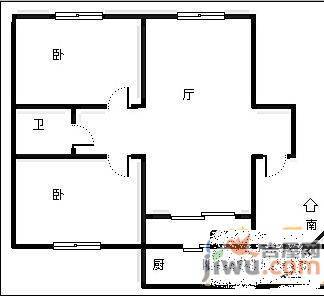 岐山北社区2室1厅1卫50㎡户型图