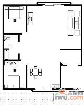 和泰红枫园2室1厅1卫70㎡户型图