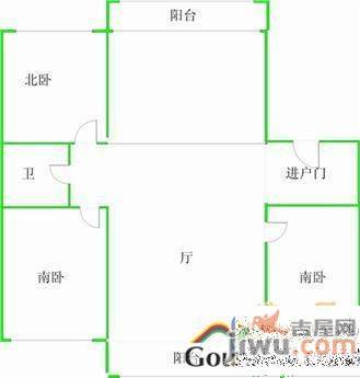 兴工名苑2室1厅1卫60㎡户型图