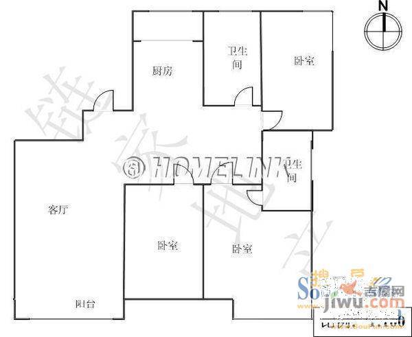 涟水小区2室1厅1卫户型图