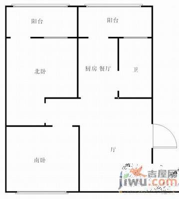 东祥小区2室1厅1卫56㎡户型图