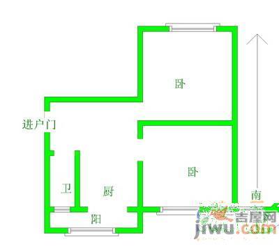 哈大楼社区2室1厅1卫59㎡户型图