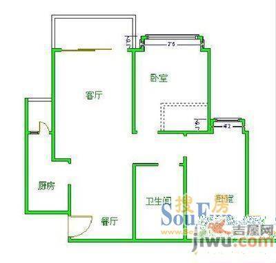 蓝翎社区1室1厅1卫户型图