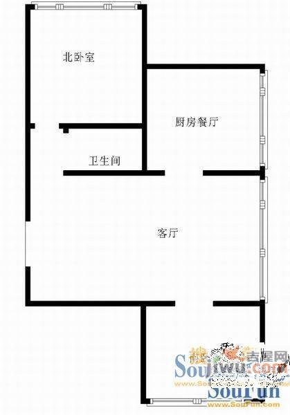 蓝翎社区1室1厅1卫户型图