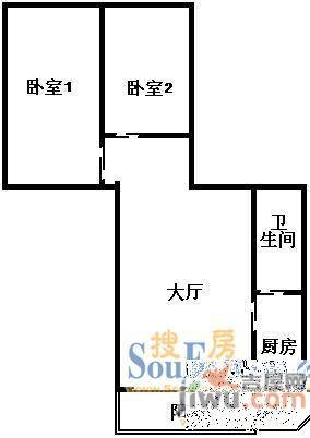 光复里社区2室1厅1卫56㎡户型图