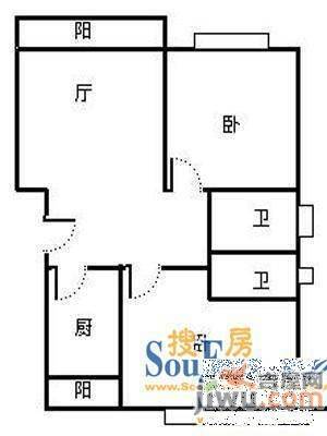 光复里社区2室1厅1卫56㎡户型图